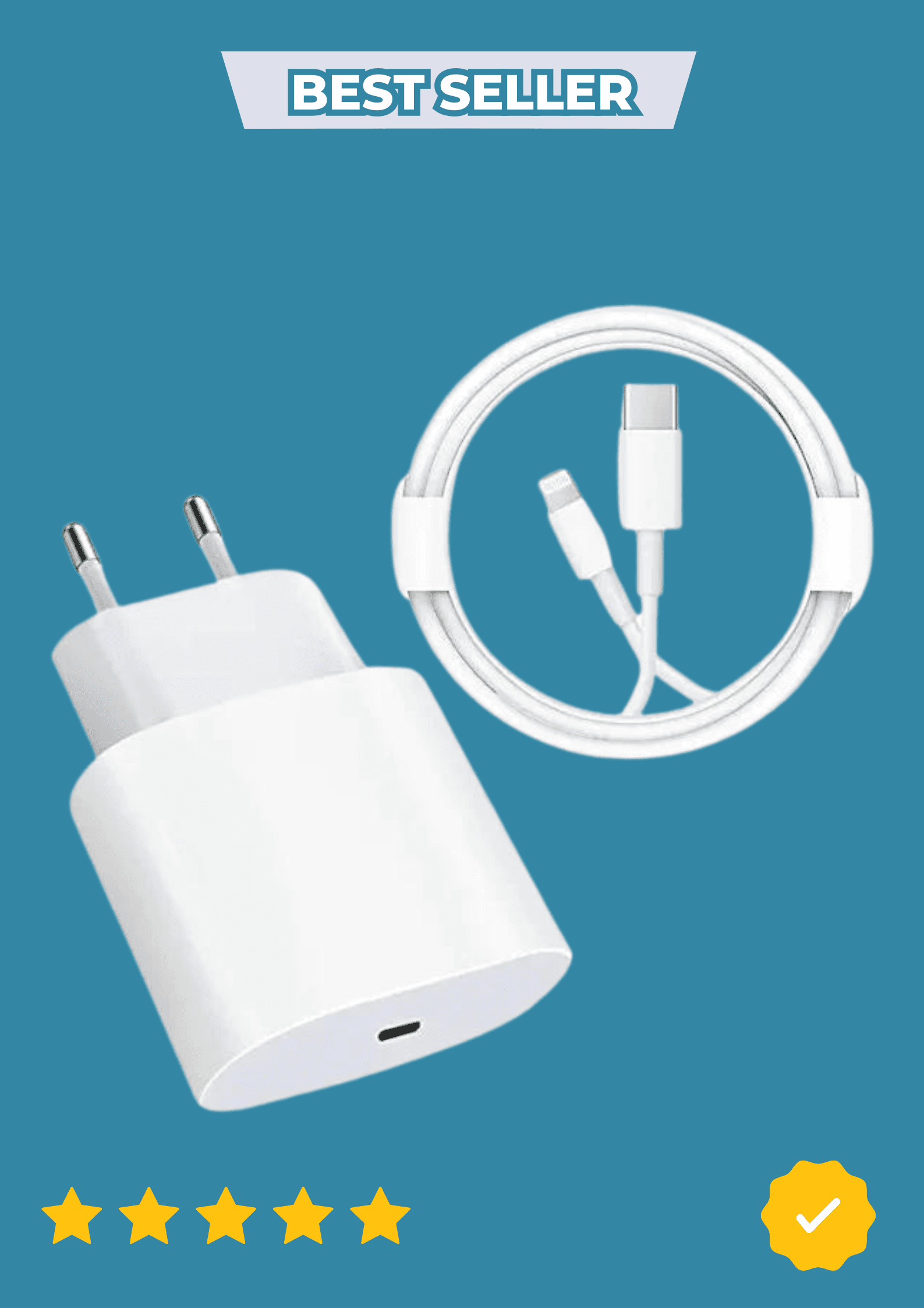 Chargeur Rapide 35W USB-C avec Câble Lightning – Compatible iPhone & iPad